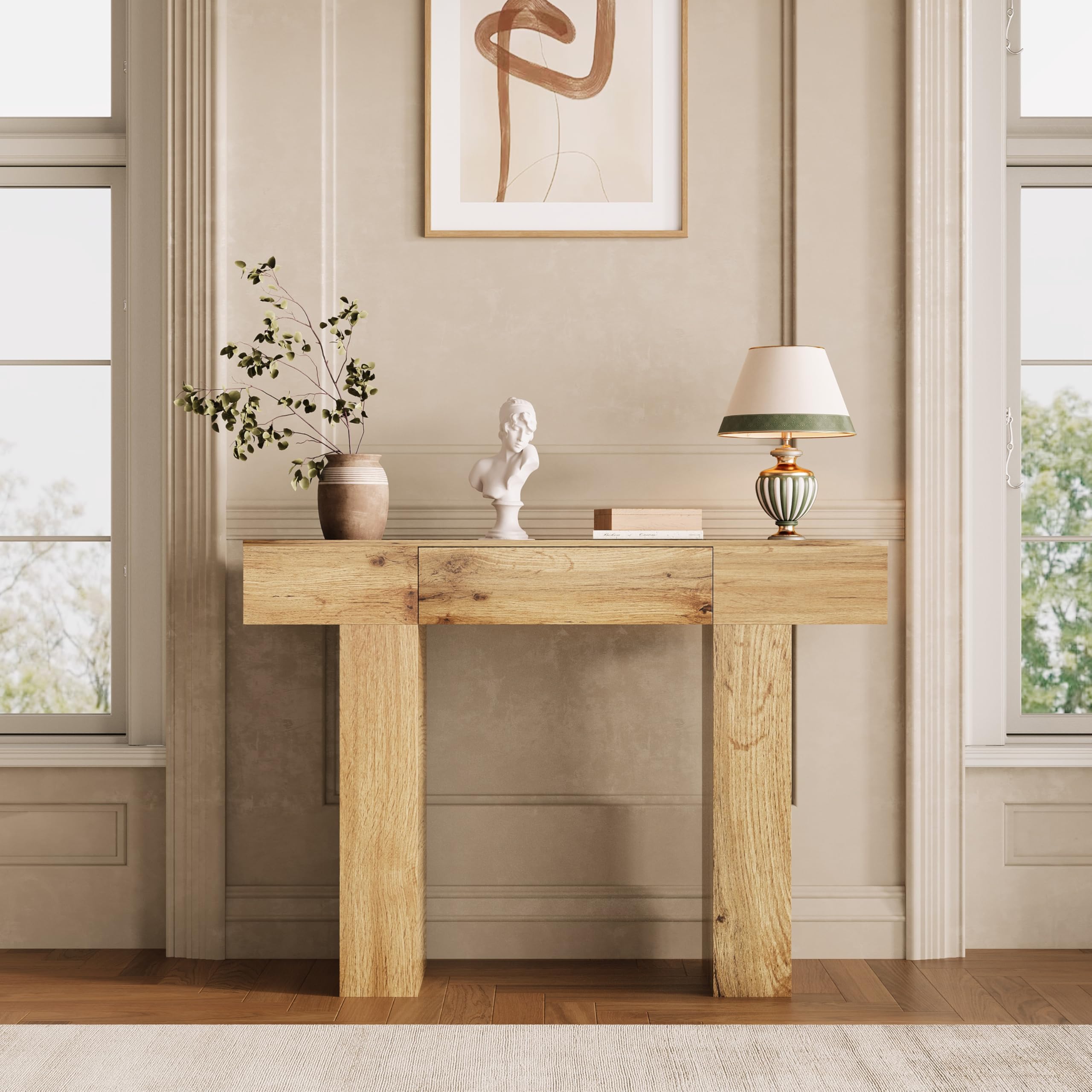 47-Inch Console Table with Drawer - Industrial Farmhouse Entryway Table