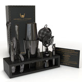 13-Piece Gunmetal Black Stainless Steel Boston Cocktail Shaker Bar Tool Set