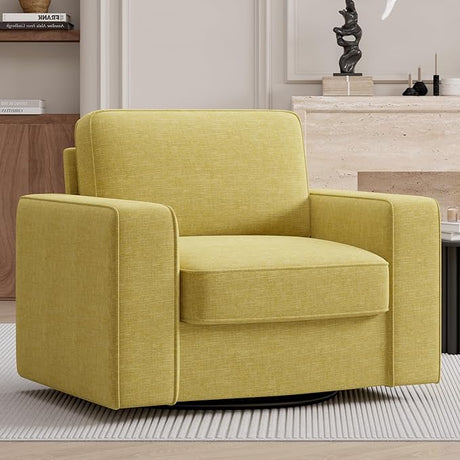 Swivel Accent Chair, Cozy Linen Reading Chair for Adults, Comfy Single Sofa Chair