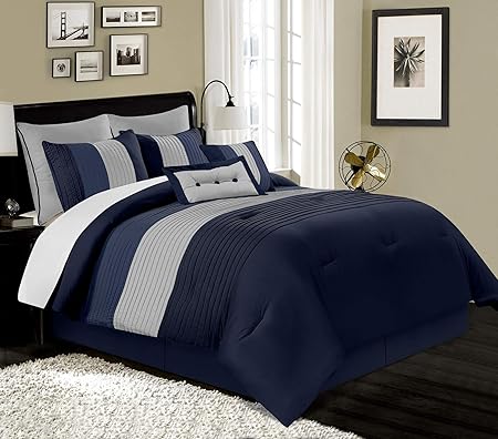 Loft 8-Piece Luxury Striped Comforter Set (Queen