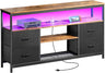 TV Stand Dresser with Power Outlets and LED Lights