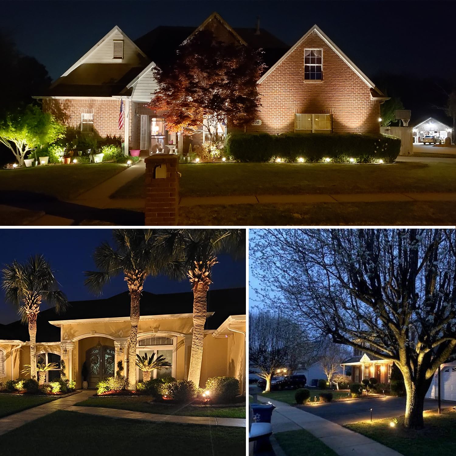 12W LED Landscape Lights Low Voltage (AC/DC 12V) Waterproof Garden Pathway Lights Super Warm White (900LM) Walls Trees Flags Outdoor Spotlights with Spike Stand (8 Pack)