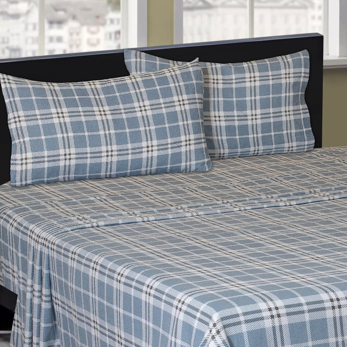 4 Piece 100% Cotton Flannel Sheet Set Queen - High GSM Deep Pockets,