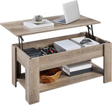 Lift Top Coffee Table w/Hidden Storage Compartment and Storage Shelf - Lift Tabletop