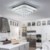 22.8" Crystal Ceiling-Light Flush Mount with Remote Control, 3 Colors Temp & Brightness