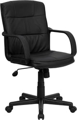 Rider Mid-Back Black LeatherSoft Swivel Task Office Chair with Arms