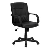 Rider Mid-Back Black LeatherSoft Swivel Task Office Chair with Arms