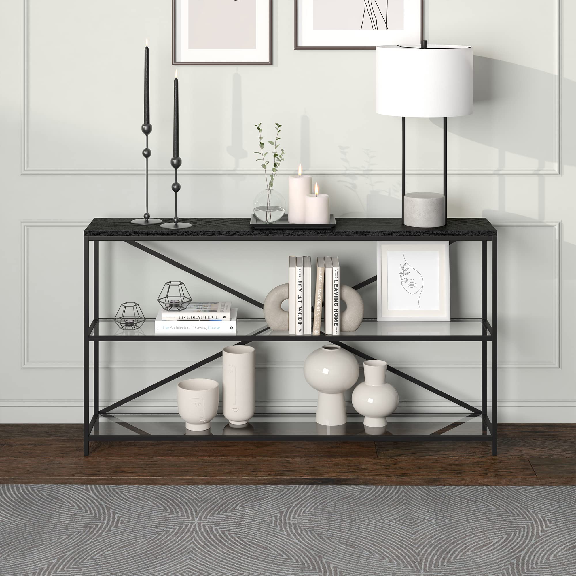 Fionn Console Table, 55" Wide, Black