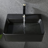 21"X 17" Wall Mount Sink Black, Vessel Bathroom Sink, Modern Floating or Countertop Ceramic Bathroom Sink, Rectangle Wall Mounted Lavatory Sink Black