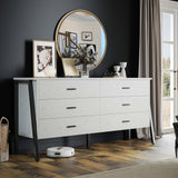 59" 6 Drawer Dresser for Bedroom, Wood Dressers & Chests of Drawers with Metal Frame,