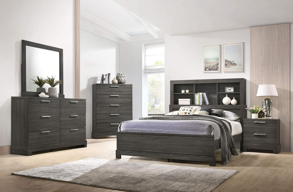 lantha Queen Bed w/Storage - - Gray Oak