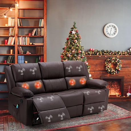 Reclining Sofa with Massage&Heat Function, Wall Hunger Recliner Couch