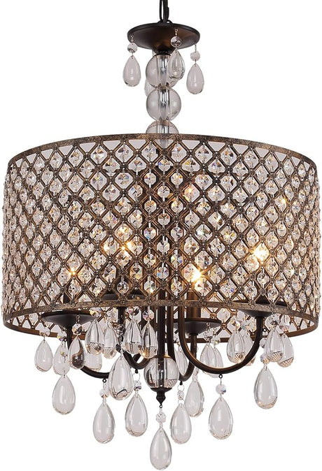 Modern Crystal Chandeliers for Dining Room,Glam Chrome Chandelier 4 Lights for Kitchen