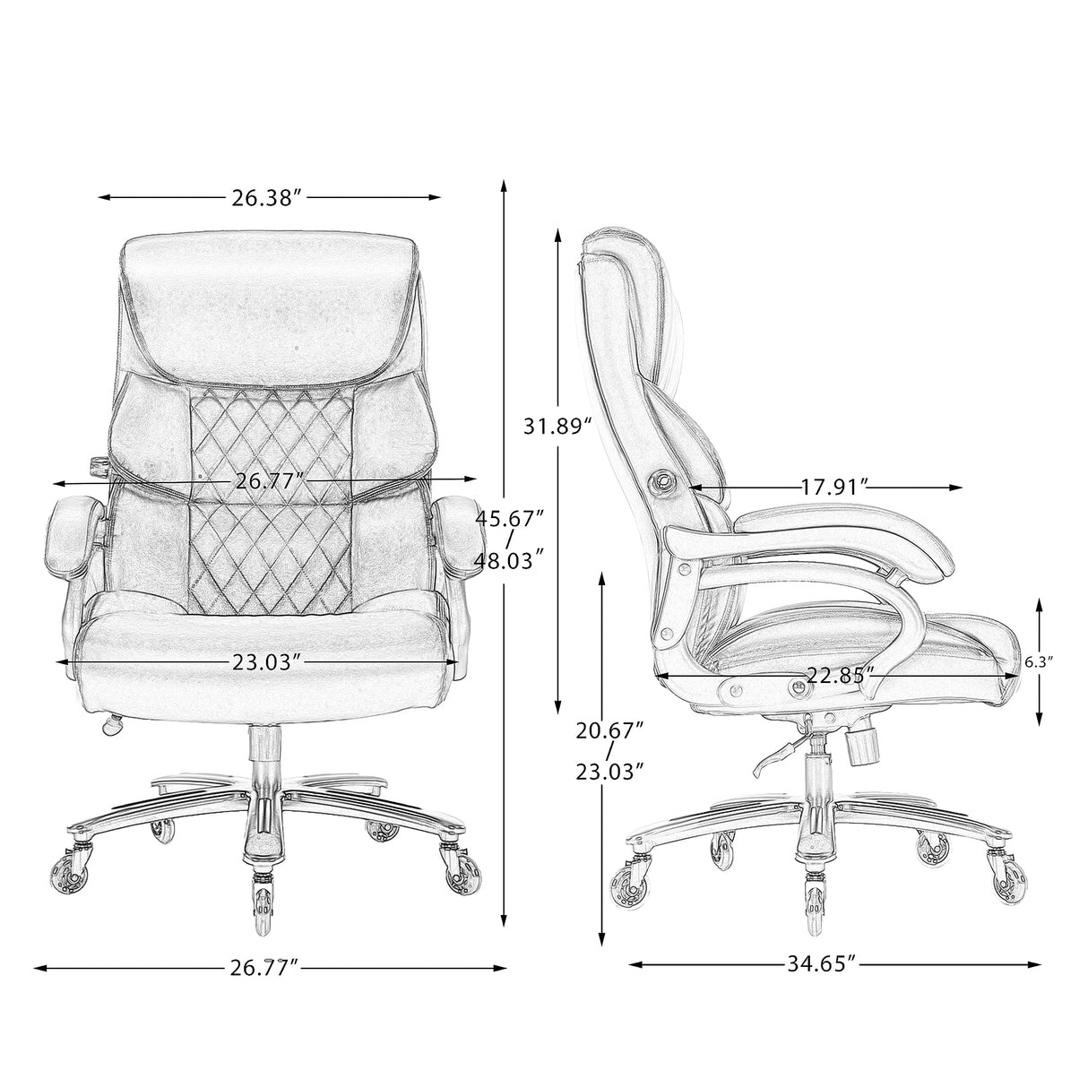 Big and Tall Office Chair- 500 LBS Heavy Duty Executive Office Chair for Heavy People