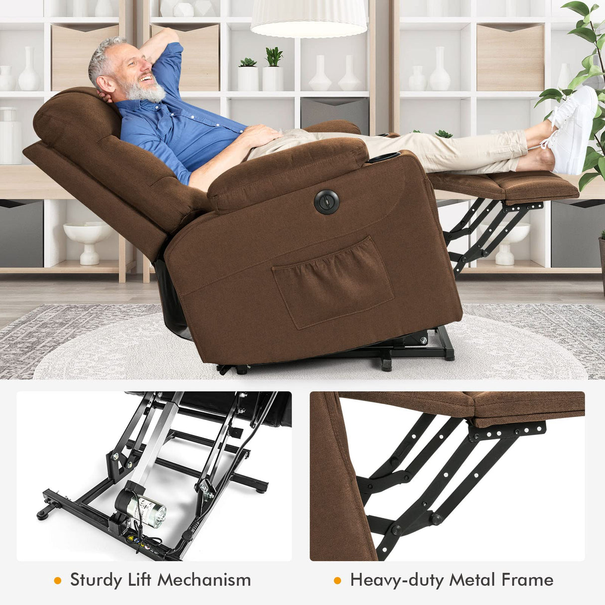 Power Lift Recliner Chair for Elderly, Electric Stand up Lift Sofa w/Massage & Heat