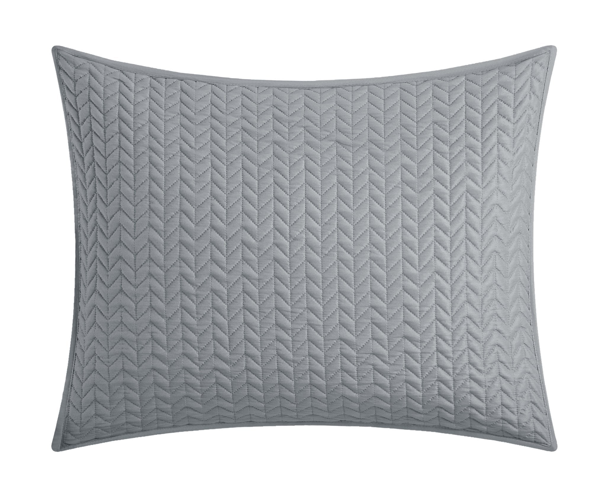Weaverland Geometric Chevron Quilt Set - Queen Size Silver