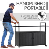 Outdoor Bar Cart with Storage Cabinet - BBQ Grill Carts