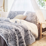 3-Piece Plush Shaggy Comforter Set, Full/Queen Size Luxury Faux Fur Sherpa Reversible