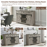 Farmhouse Buffet Cabinet with Storage, 54" Kitchen Wine Bar Cabinet w/Wine