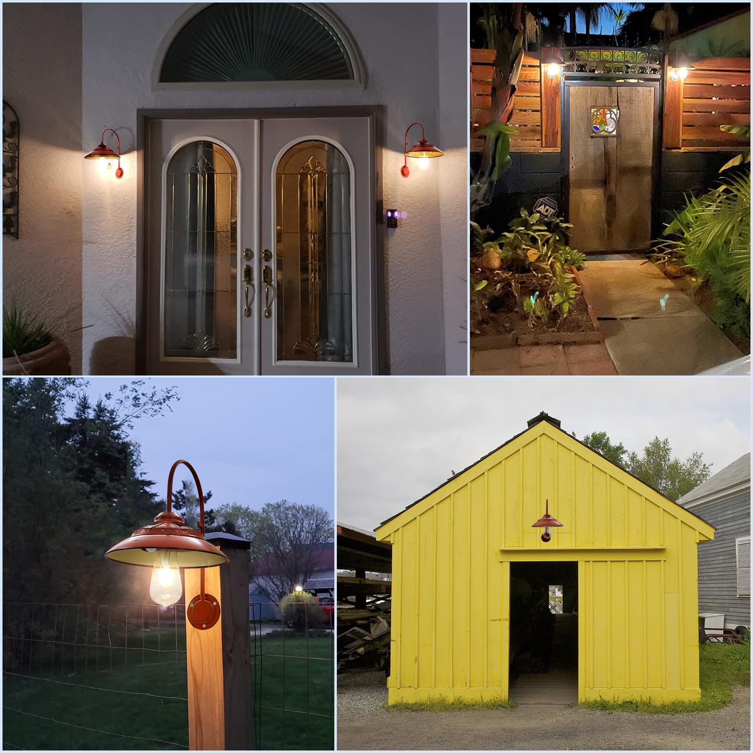 Solar Gooseneck Lights Outdoor Waterproof - Motion Sensor Rustic Vintage Porch Lights