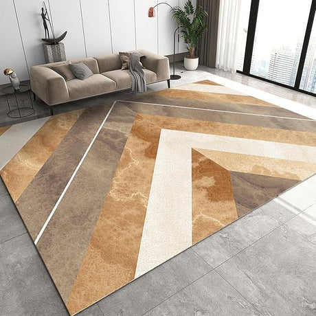 Modern 3D Stereoscopic Geometry Rug for Living Room, Nordic Luxury Black Gold Decor Area Rug,