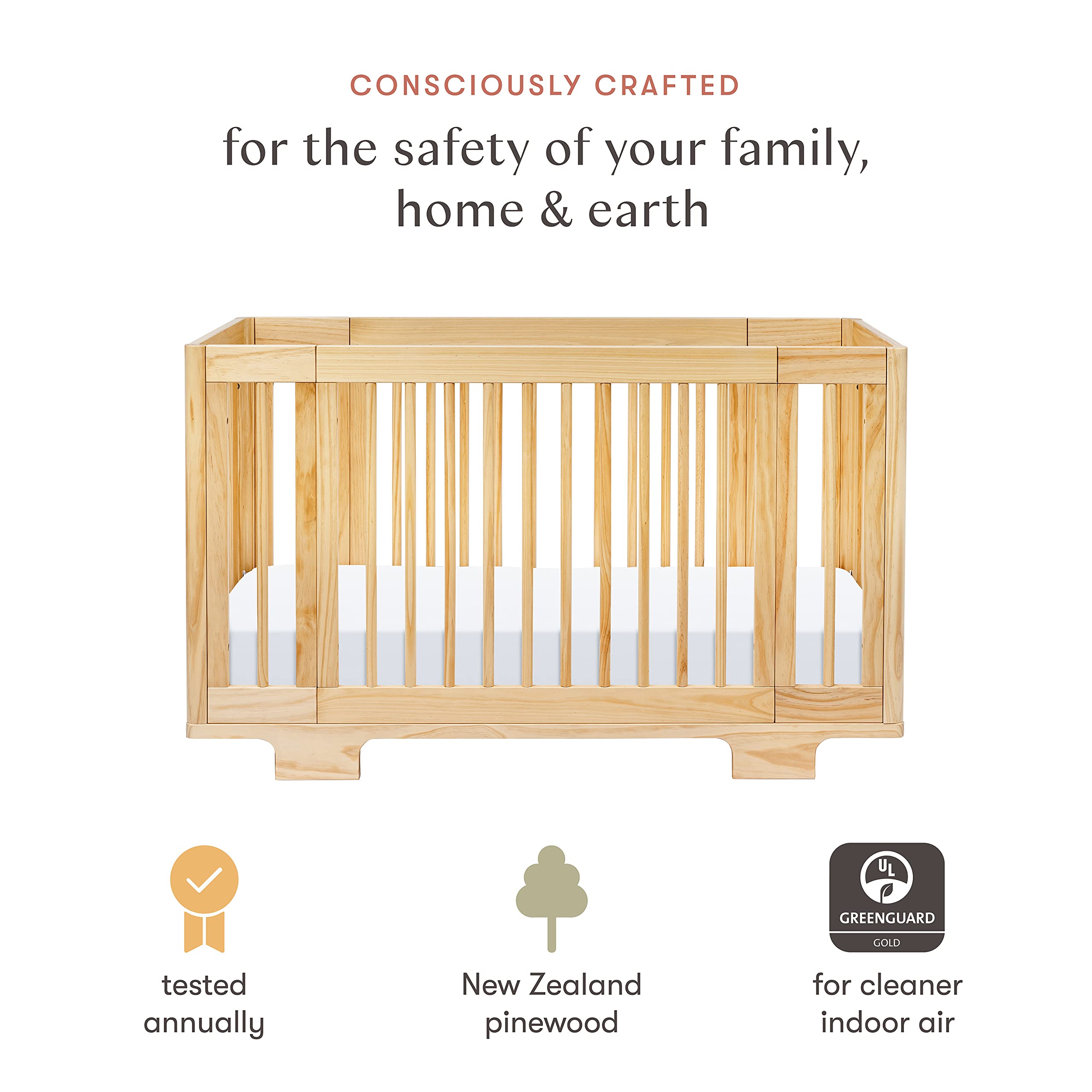 Yuzu Convertible All-Stages Bassinet, Midi, Full-Size Crib in Natural
