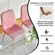 HAIZAO Dining Chairs Set of 4, Modern Kitchen Dining Room Chairs, Velvet Dining Chair Upholstered Cushion Seat and Sturdy Metal Legs, Pink