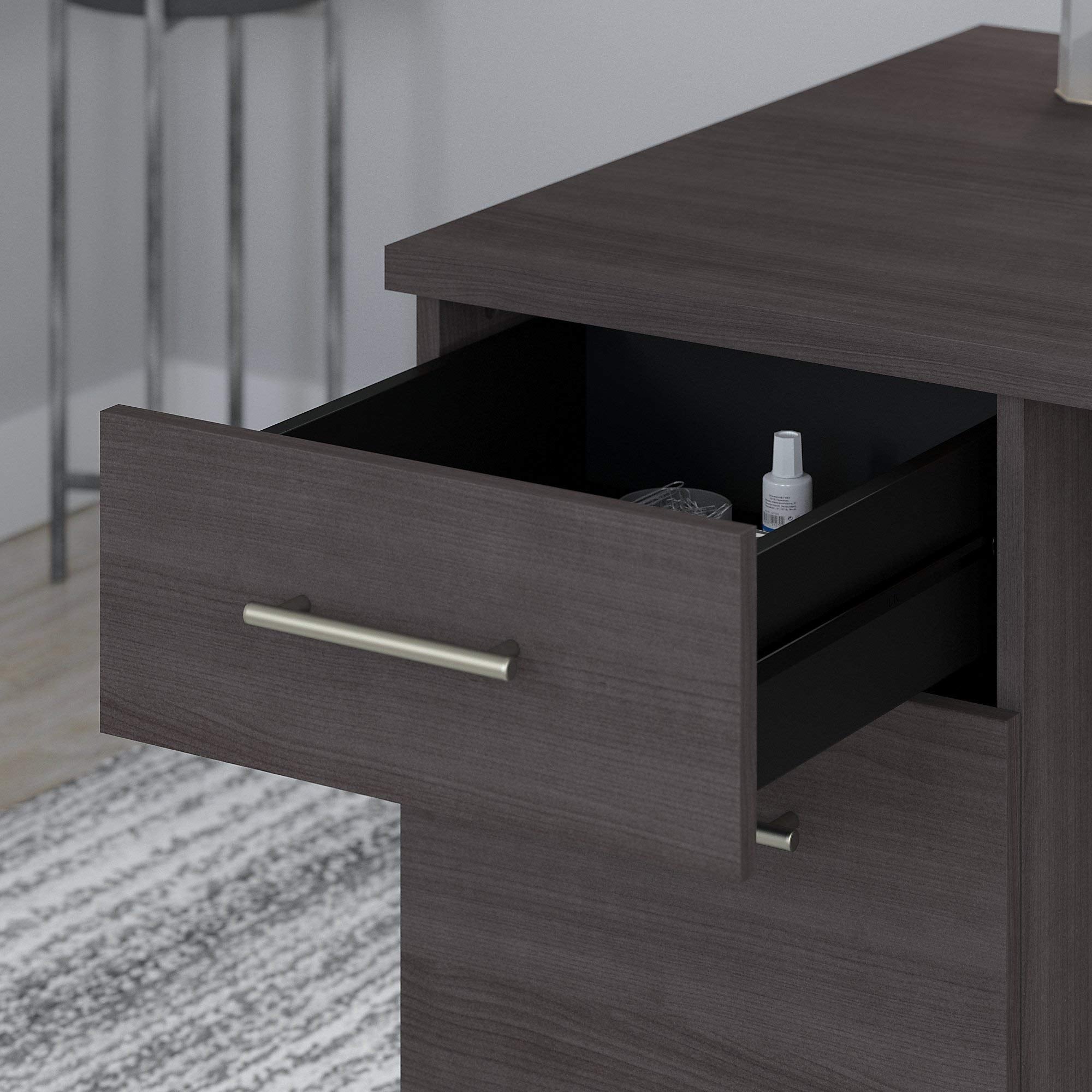 Somerset 72-Inch Computer Desk with Hutch & Drawers – Storm Gray Executive Office Desk