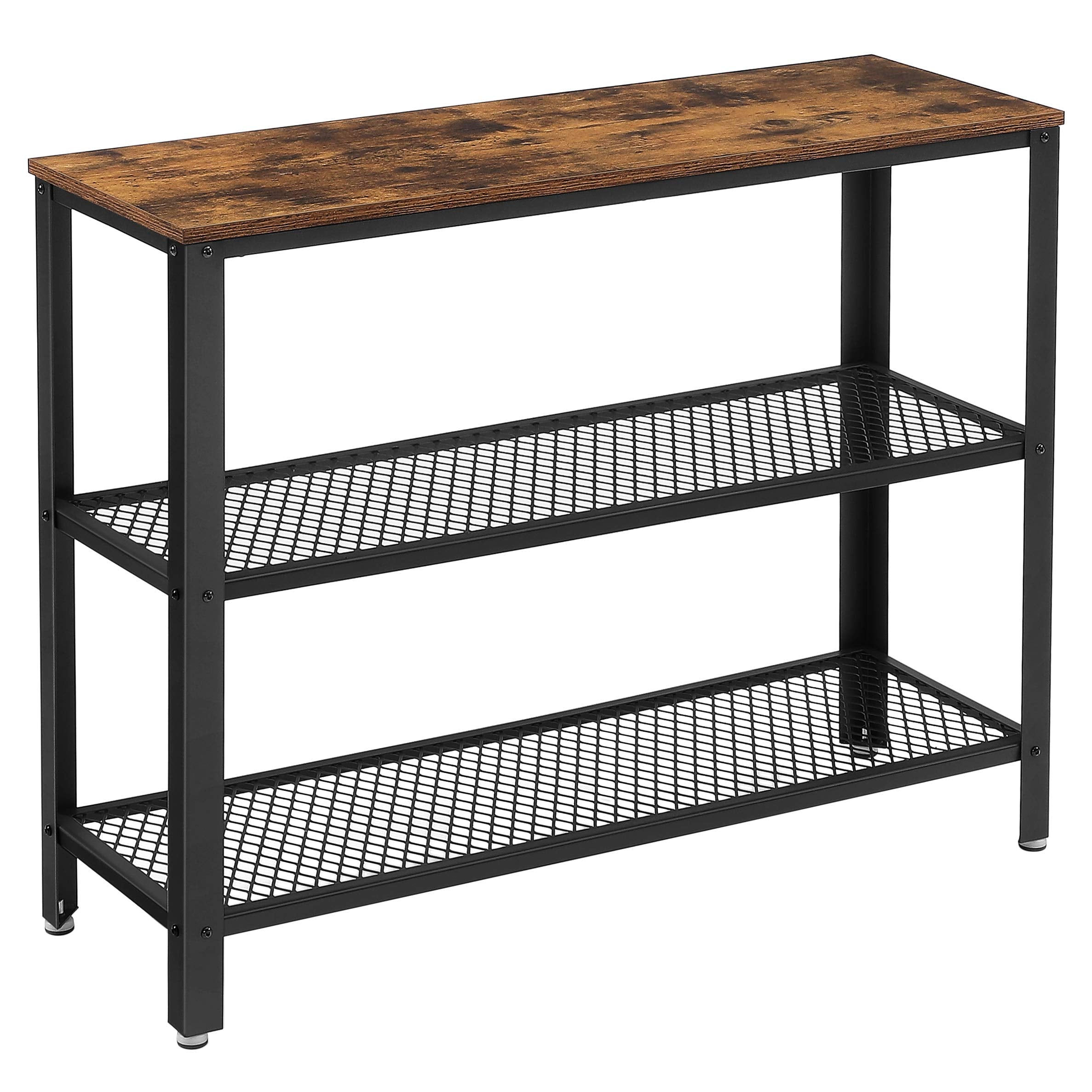 40" Industrial Console Table - 3-Tier Entryway Table with Storage Shelf