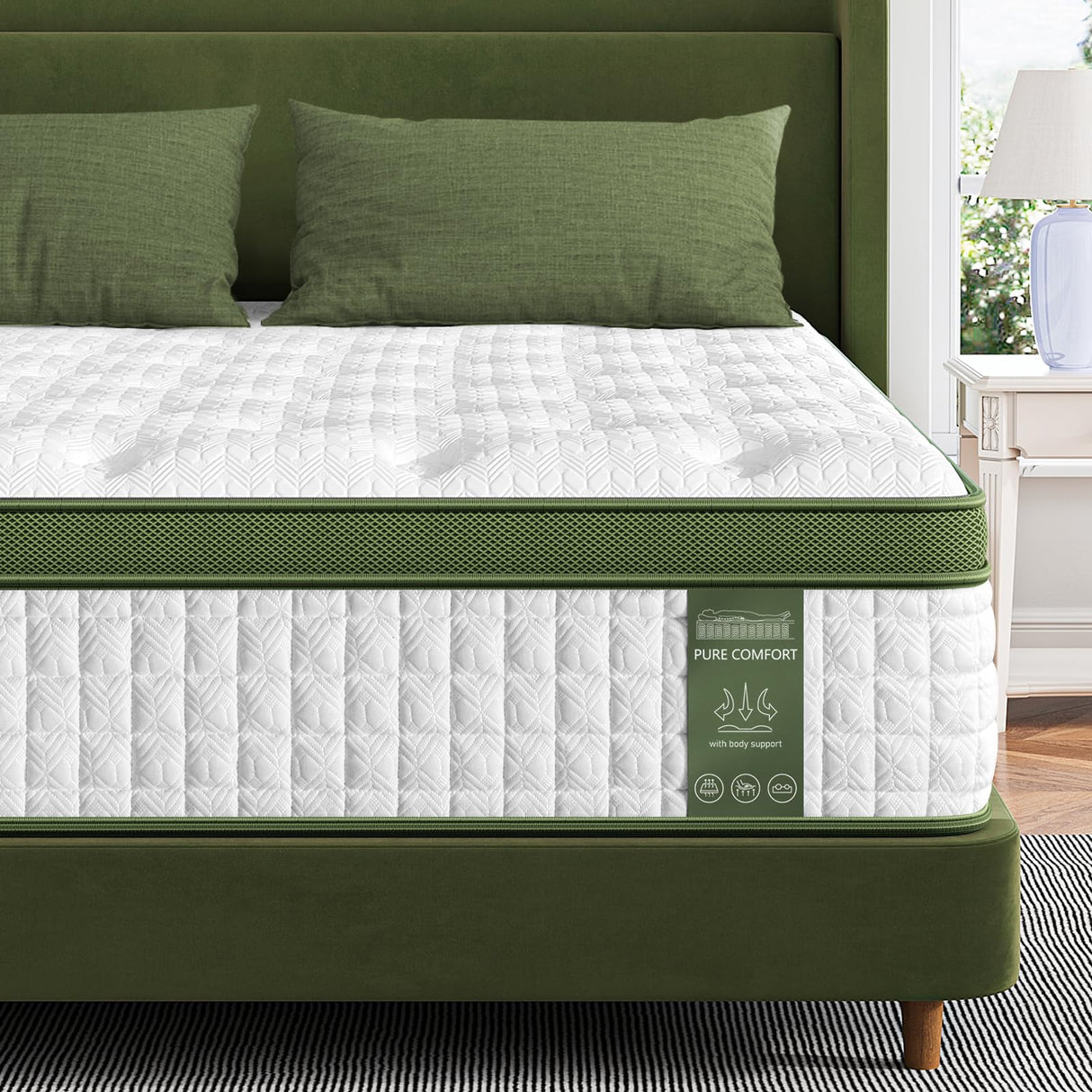 Queen Mattress, 14 Inch Hybrid Mattress In a Box with Gel Memory Foam