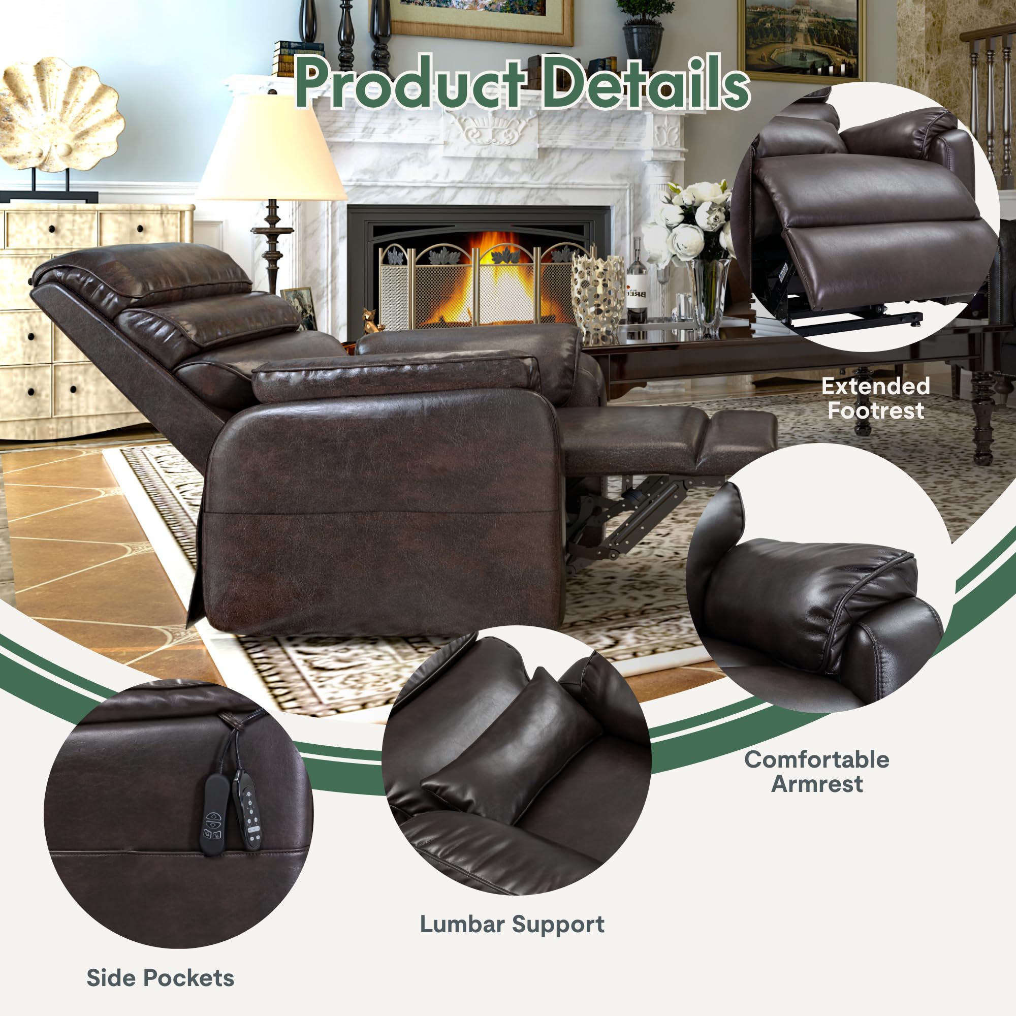 Flexispot Dual Motor Power Lift Recliner Chair with Massage & Heat