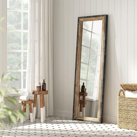 16x48 Leaner Floor Mirror Full Length, Large Rustic Wall Mirror, Free Standing Leaning