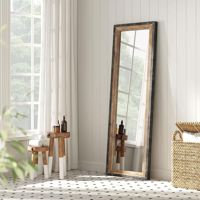 Leaner Floor Mirror Full Length, Large Rustic Wall Mirror