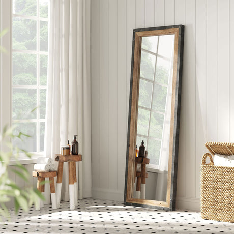 16x48 Leaner Floor Mirror Full Length, Large Rustic Wall Mirror, Free Standing Leaning