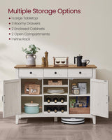 Farmhouse Buffet Cabinet with Detachable Wine Rack,