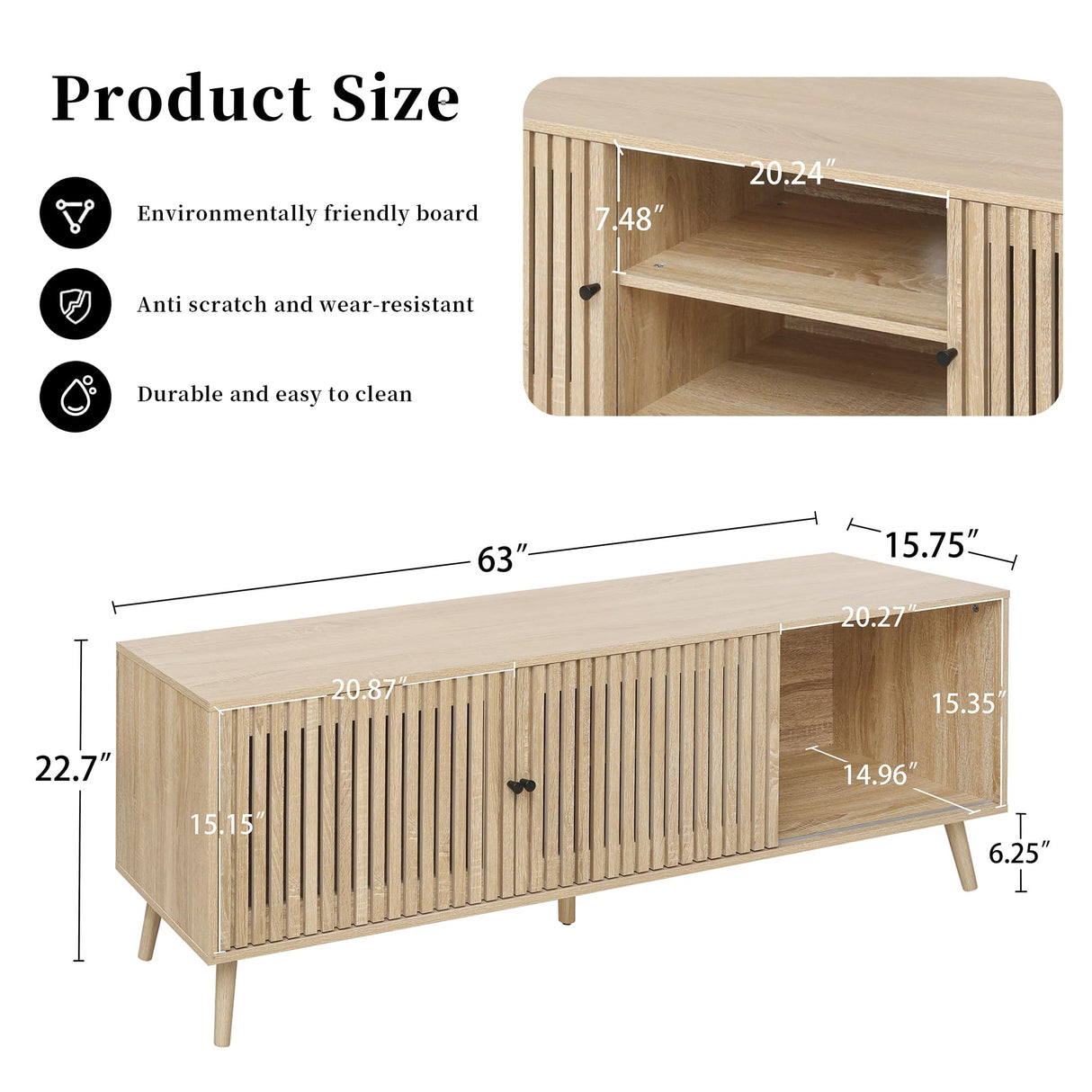 Mid Century Modern TV Stand for Televisions up to 70 Inches