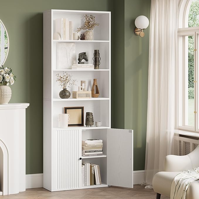 Bookcases and Bookshelves, Bookshelf with Doors and Storage, Industrial Tall Book Shelf