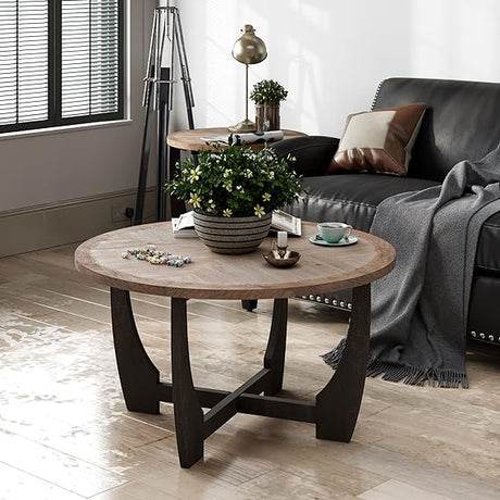 Rustic Farmhouse end Table with Storage Shelf, French Country Accent Side Table