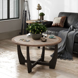 Rustic Farmhouse Coffee Table with Crisscross Base,