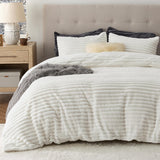 Fluffy Duvet Cover Set - Ultra Soft Plush Shaggy Comforter Cover Queen Size, Warm