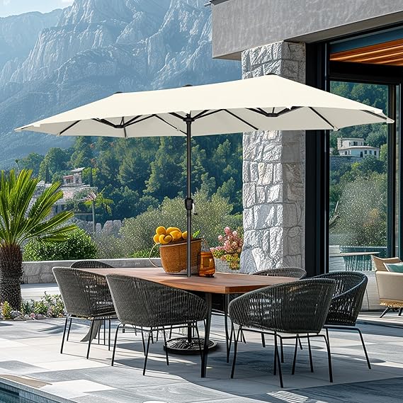 13ft Rectangle Patio Umbrella, Double Sided Outdoor Table Umbrella
