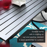 37 Inch Outdoor Dining Table Metal Steel Slat Square Patio Dining Table