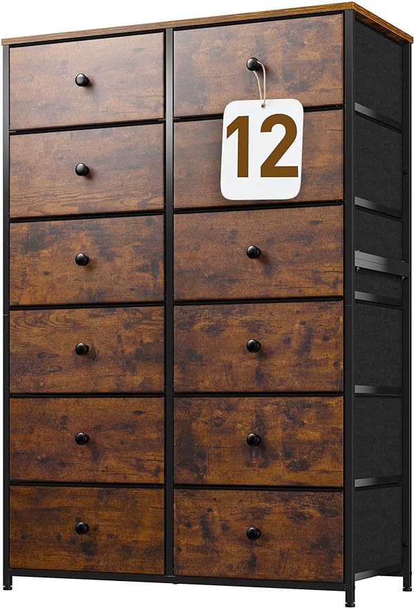 Pink Dresser, Dresser for Bedroom with 12 Drawers