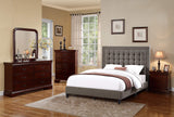 Fabric Upholstered Cal. King Bed with Button Tufted Headboard, Brown