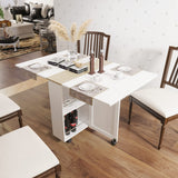 Folding Dining Table, Small Dining Table, Space Saving Dining Table with 6 Wheels,