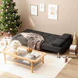 Modern Linen Upholstered Convertible Folding Futon Sofa Bed