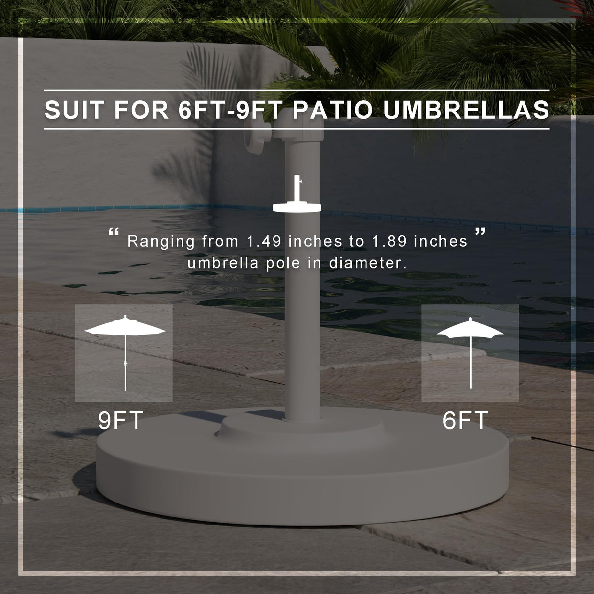 50 lbs. Round Concrete Weighted Powdercoated Steel Umbrella