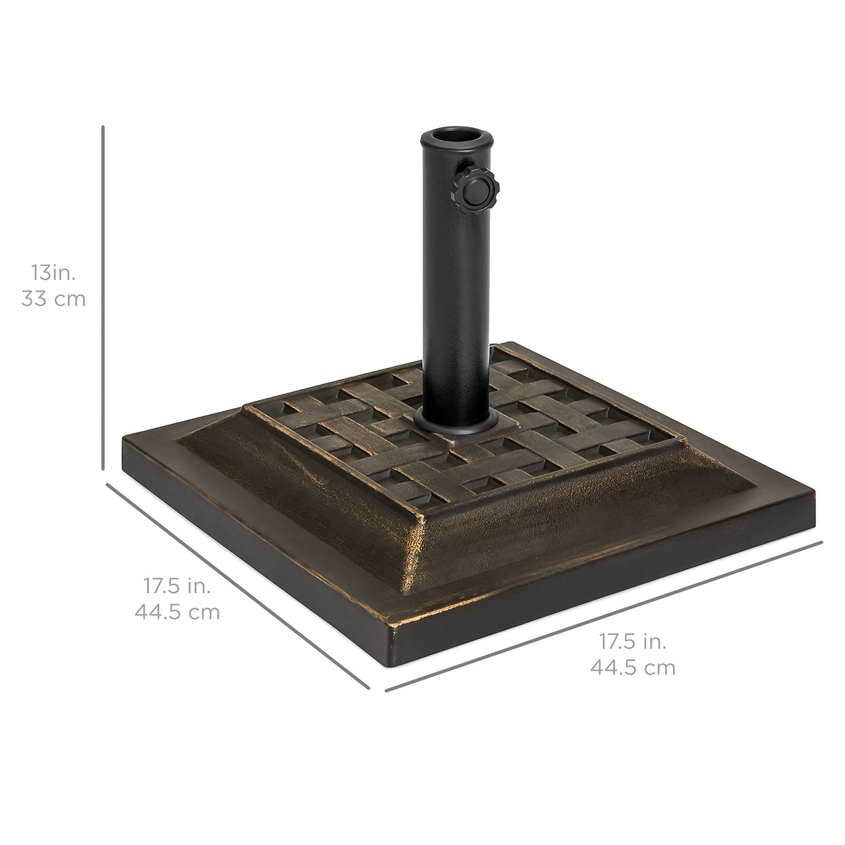 26lb Outdoor Patio Umbrella Stand Heavy-Duty Steel Square Umbrella Base w/Bronze Finish,