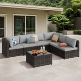 7 Pieces Outdoor Patio Furniture Set, PE Rattan Outdoor Wicker Sectional Furniture Sofa