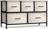 Dresser with 5 Faux Wood Drawers - Storage Unit Organizer Chest for Clothes